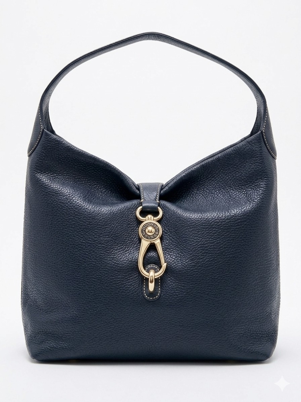 Dooney & Bourke Navy Leather Hobo with Gold Hardware